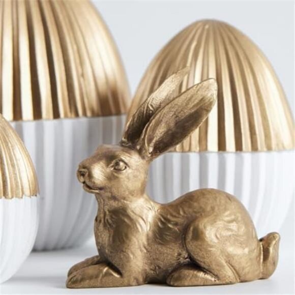 6PCS Easter Decorations with 3 Rabbits and 3 Gold Easter Eggs - Picture 6 of 6